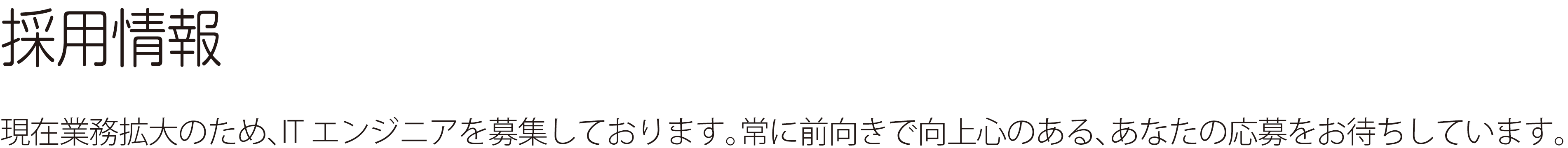 採用情報 ― 現在業務拡大のため、ITエンジニアを募集しております。常に前向きで向上心のある、あなたの応募をお待ちしています。